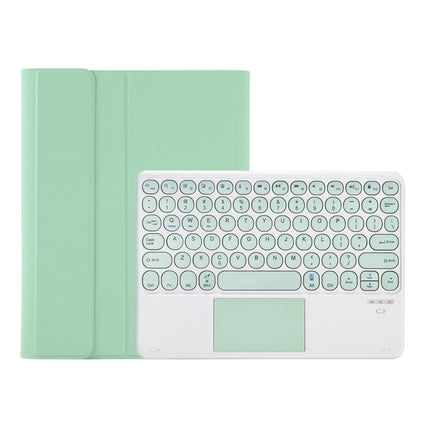 YT098B-A Detachable Candy Color Skin Feel Texture Round Keycap Bluetooth Keyboard Leather Case with Touch Control For iPad Air 4 10.9 2020 / Air 5 10.9 2022 (Light Green)-garmade.com