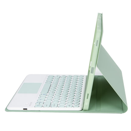 YT098B-A Detachable Candy Color Skin Feel Texture Round Keycap Bluetooth Keyboard Leather Case with Touch Control For iPad Air 4 10.9 2020 / Air 5 10.9 2022 (Light Green)-garmade.com
