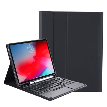 YT11B-A Detachable Candy Color Skin Feel Texture Round Keycap Bluetooth Keyboard Leather Case with Touch Control For iPad Pro 11 inch 2020 & 2018(Black)-garmade.com