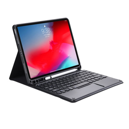 YT102B-A Detachable Candy Color Skin Feel Texture Round Keycap Bluetooth Keyboard Leather Case with Touch Control For iPad 10.2 2020 & 2019 / Air 2019 / Pro 10.5 inch(Black)-garmade.com