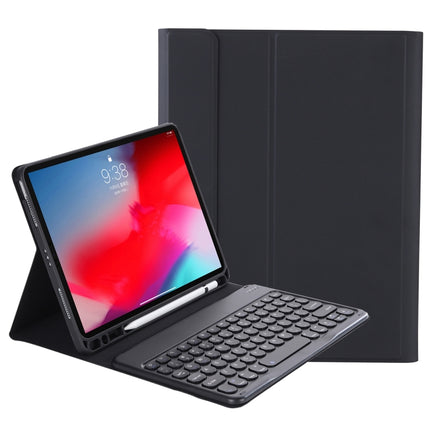 YT098B Detachable Candy Color Skin Feel Texture Round Keycap Bluetooth Keyboard Leather Case For iPad Air 4 10.9 2020 / Air 5 10.9 2022 (Black)-garmade.com