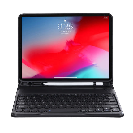 YT098B Detachable Candy Color Skin Feel Texture Round Keycap Bluetooth Keyboard Leather Case For iPad Air 4 10.9 2020 / Air 5 10.9 2022 (Black)-garmade.com