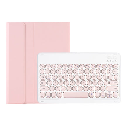 YT098B Detachable Candy Color Skin Feel Texture Round Keycap Bluetooth Keyboard Leather Case For iPad Air 4 10.9 2020 / Air 5 10.9 2022 (Pink)-garmade.com