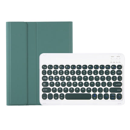 YT098B Detachable Candy Color Skin Feel Texture Round Keycap Bluetooth Keyboard Leather Case For iPad Air 4 10.9 2020 / Air 5 10.9 2022 (Dark Green)-garmade.com
