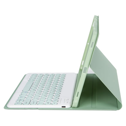 YT098B Detachable Candy Color Skin Feel Texture Round Keycap Bluetooth Keyboard Leather Case For iPad Air 4 10.9 2020 / Air 5 10.9 2022 (Light Green)-garmade.com