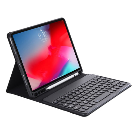 YT07B Detachable Candy Color Skin Feel Texture Round Keycap Bluetooth Keyboard Leather Case For iPad 9.7 inch 2018 & 2017 / Pro 9.7 inch / Air 2 / Air(Black)-garmade.com