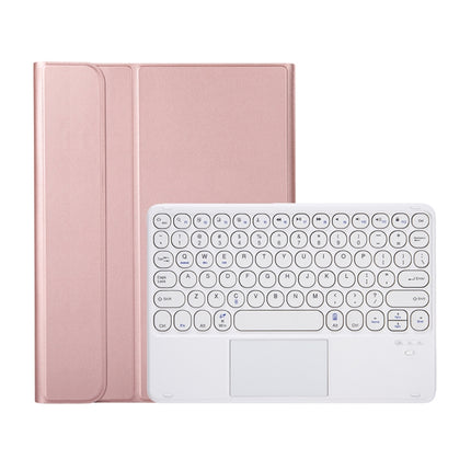YA098B-A Detachable Lambskin Texture Round Keycap Bluetooth Keyboard Leather Tablet Case with Touch Control & Pen Slot & Stand For iPad Air 4 10.9 inch (2020) / Pro 11 inch (2020) & (2018)(Rose Gold)-garmade.com