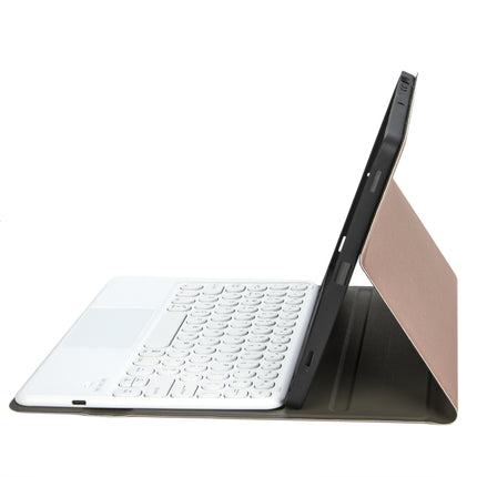YA098B-A Detachable Lambskin Texture Round Keycap Bluetooth Keyboard Leather Tablet Case with Touch Control & Pen Slot & Stand For iPad Air 4 10.9 inch (2020) / Pro 11 inch (2020) & (2018)(Rose Gold)-garmade.com