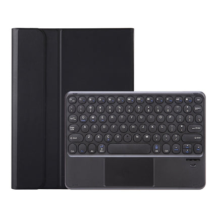 YA07B-A Detachable Lambskin Texture Round Keycap Bluetooth Keyboard Leather Tablet Case with Touch Control & Pen Slot & Stand For iPad 9.7 inch (2018) & (2017) / Pro 9.7 inch / Air 2 / Air(Black)-garmade.com