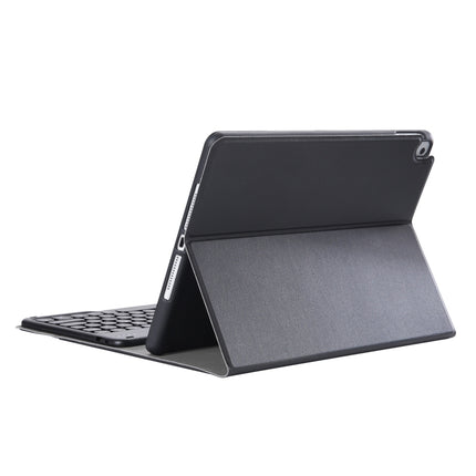 YA098B Detachable Lambskin Texture Round Keycap Bluetooth Keyboard Leather Tablet Case with Pen Slot & Stand For iPad Air 4 10.9 inch (2020) / Pro 11 inch (2020) & (2018)(Black)-garmade.com