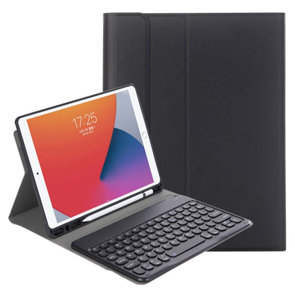 YA098B Detachable Lambskin Texture Round Keycap Bluetooth Keyboard Leather Tablet Case with Pen Slot & Stand For iPad Air 4 10.9 inch (2020) / Pro 11 inch (2020) & (2018)(Black)-garmade.com
