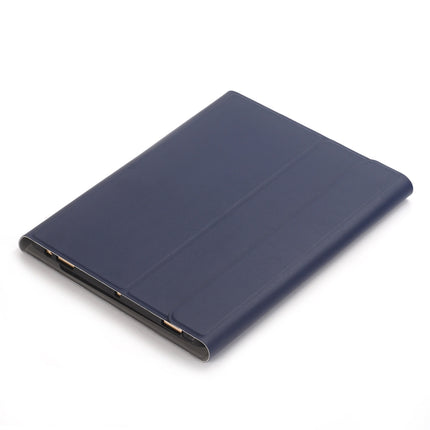 YA098B Detachable Lambskin Texture Round Keycap Bluetooth Keyboard Leather Tablet Case with Pen Slot & Stand For iPad Air 4 10.9 inch (2020) / Pro 11 inch (2020) & (2018)(Dark Blue)-garmade.com