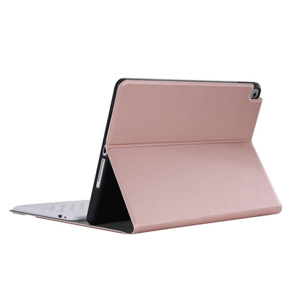 YA098B Detachable Lambskin Texture Round Keycap Bluetooth Keyboard Leather Tablet Case with Pen Slot & Stand For iPad Air 4 10.9 inch (2020) / Pro 11 inch (2020) & (2018)(Rose Gold)-garmade.com