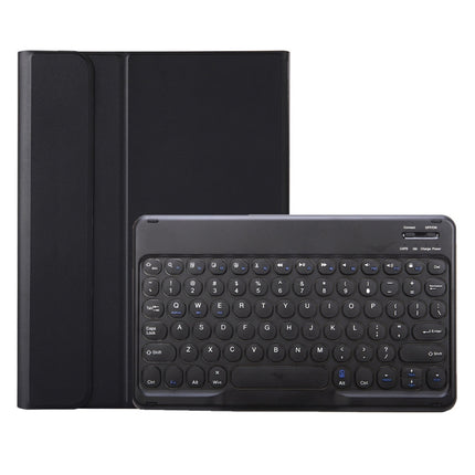 YA102B Detachable Lambskin Texture Round Keycap Bluetooth Keyboard Leather Tablet Case with Pen Slot & Stand For iPad 10.2 (2020) & (2019) / Air 3 10.5 inch / Pro 10.5 inch(Black)-garmade.com