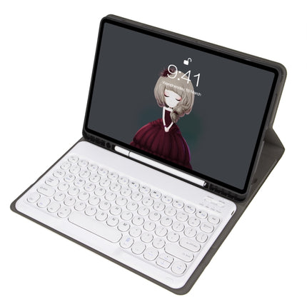 YA102B Detachable Lambskin Texture Round Keycap Bluetooth Keyboard Leather Tablet Case with Pen Slot & Stand For iPad 10.2 (2020) & (2019) / Air 3 10.5 inch / Pro 10.5 inch(Gold)-garmade.com