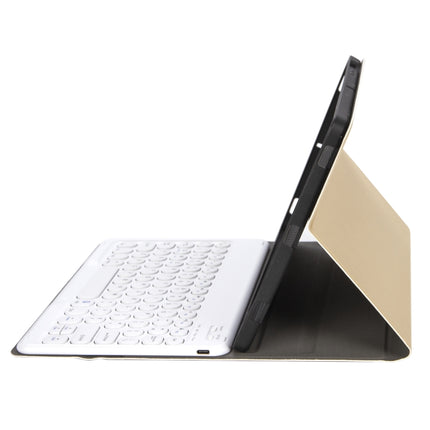 YA102B Detachable Lambskin Texture Round Keycap Bluetooth Keyboard Leather Tablet Case with Pen Slot & Stand For iPad 10.2 (2020) & (2019) / Air 3 10.5 inch / Pro 10.5 inch(Gold)-garmade.com