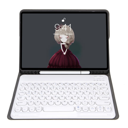 YA102B Detachable Lambskin Texture Round Keycap Bluetooth Keyboard Leather Tablet Case with Pen Slot & Stand For iPad 10.2 (2020) & (2019) / Air 3 10.5 inch / Pro 10.5 inch(Rose Gold)-garmade.com