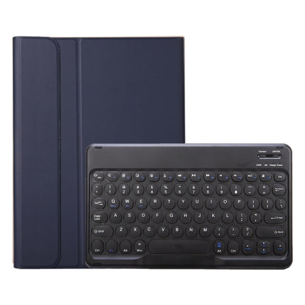 YA07B Detachable Lambskin Texture Round Keycap Bluetooth Keyboard Leather Tablet Case with Pen Slot & Stand For iPad 9.7 inch (2018) & (2017) / Pro 9.7 inch / Air 2 /Air(Dark Blue)-garmade.com