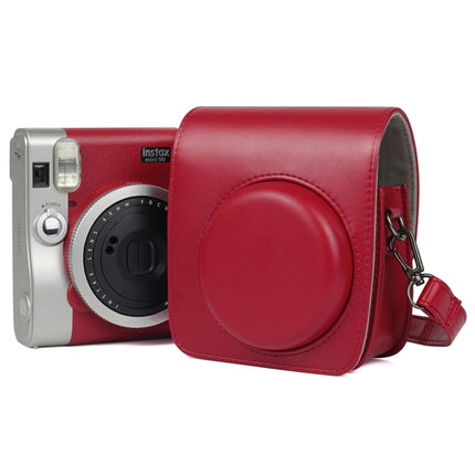 Solid Color PU Camera Bag with Shoulder Strap for Fujifilm Instax mini 90(Red)-garmade.com