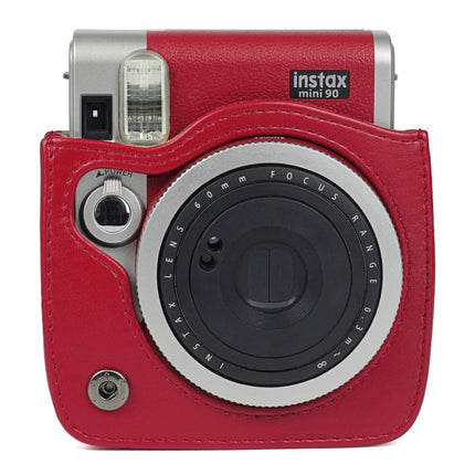 Solid Color PU Camera Bag with Shoulder Strap for Fujifilm Instax mini 90(Red)-garmade.com