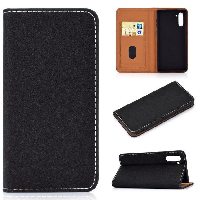 For Galaxy Note 10 Solid Color Magnetic Horizontal Flip Leather Case with Card Slot & Holder(Black)-garmade.com