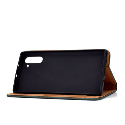 For Galaxy Note 10 Solid Color Magnetic Horizontal Flip Leather Case with Card Slot & Holder(Green)-garmade.com