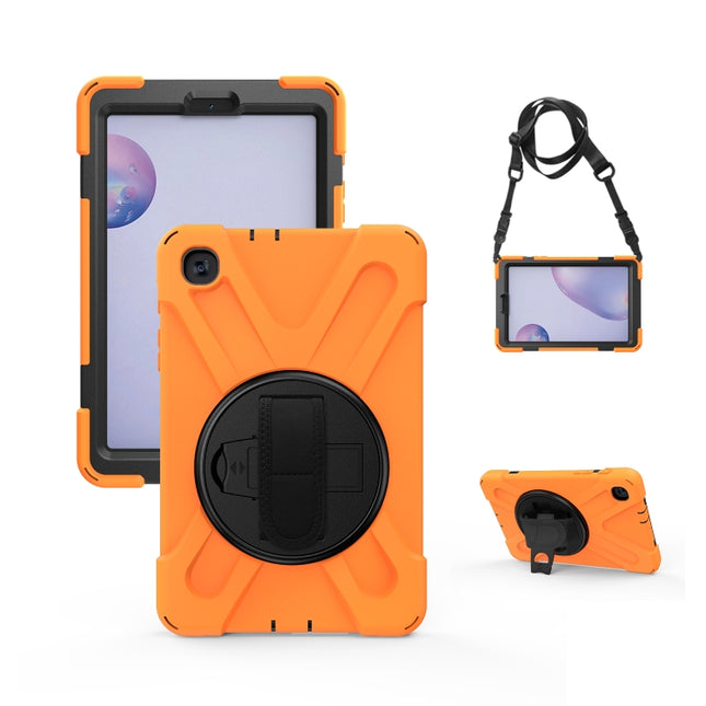 For Samsung Galaxy Tab A 8.4 2020 T307U Shockproof Colorful Silicone + PC Protective Case with Holder & Shoulder Strap & Hand Strap(Orange)-garmade.com