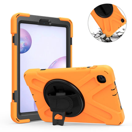 For Samsung Galaxy Tab A 8.4 2020 T307U Shockproof Colorful Silicone + PC Protective Case with Holder & Shoulder Strap & Hand Strap(Orange)-garmade.com