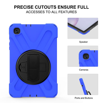 For Samsung Galaxy Tab A 8.4 2020 T307U Shockproof Colorful Silicone + PC Protective Case with Holder & Shoulder Strap & Hand Strap(Blue)-garmade.com