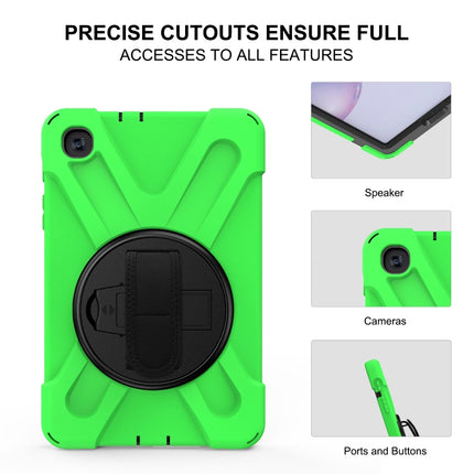 For Samsung Galaxy Tab A 8.4 2020 T307U Shockproof Colorful Silicone + PC Protective Case with Holder & Shoulder Strap & Hand Strap(Green)-garmade.com