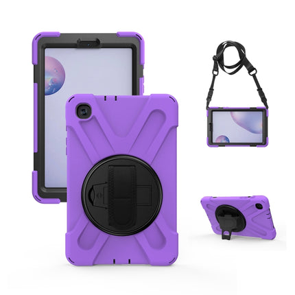 For Samsung Galaxy Tab A 8.4 2020 T307U Shockproof Colorful Silicone + PC Protective Case with Holder & Shoulder Strap & Hand Strap(Purple)-garmade.com