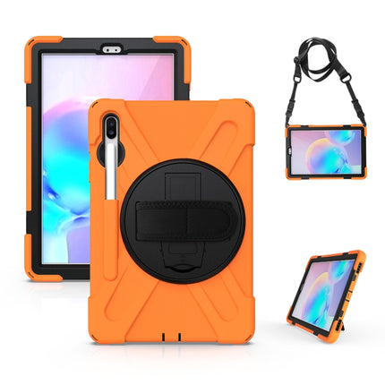 For Samsung Galaxy Tab S6 10.5 inch T860 / T865 Shockproof Colorful Silicone + PC Protective Case with Holder & Shoulder Strap & Hand Strap & Pen Slot(Orange)-garmade.com
