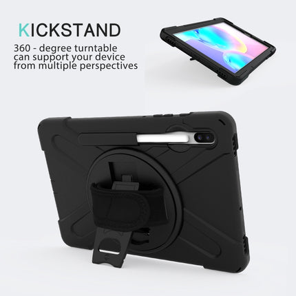 For Samsung Galaxy Tab S6 10.5 inch T860 / T865 Shockproof Colorful Silicone + PC Protective Case with Holder & Shoulder Strap & Hand Strap & Pen Slot(Black)-garmade.com