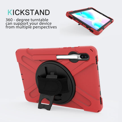 For Samsung Galaxy Tab S6 10.5 inch T860 / T865 Shockproof Colorful Silicone + PC Protective Case with Holder & Shoulder Strap & Hand Strap & Pen Slot(Red)-garmade.com