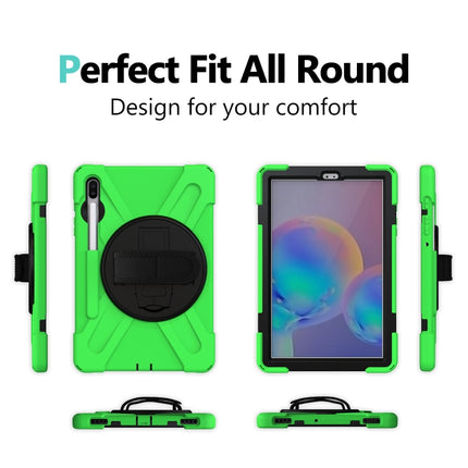 For Samsung Galaxy Tab S6 10.5 inch T860 / T865 Shockproof Colorful Silicone + PC Protective Case with Holder & Shoulder Strap & Hand Strap & Pen Slot(Green)-garmade.com