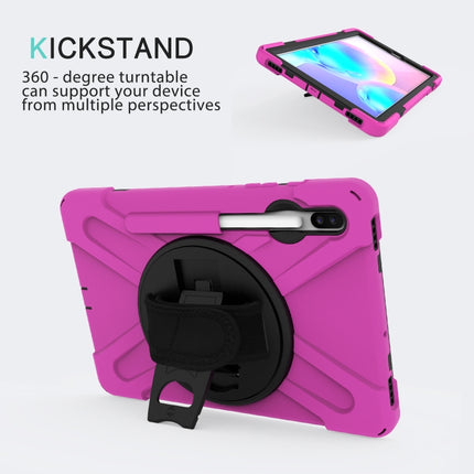 For Samsung Galaxy Tab S6 10.5 inch T860 / T865 Shockproof Colorful Silicone + PC Protective Case with Holder & Shoulder Strap & Hand Strap & Pen Slot(Rose Red)-garmade.com