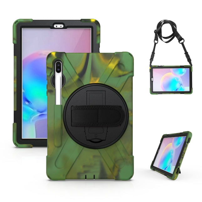 For Samsung Galaxy Tab S6 10.5 inch T860 / T865 Shockproof Colorful Silicone + PC Protective Case with Holder & Shoulder Strap & Hand Strap & Pen Slot(Camouflage)-garmade.com