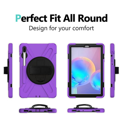 For Samsung Galaxy Tab S6 10.5 inch T860 / T865 Shockproof Colorful Silicone + PC Protective Case with Holder & Shoulder Strap & Hand Strap & Pen Slot(Purple)-garmade.com