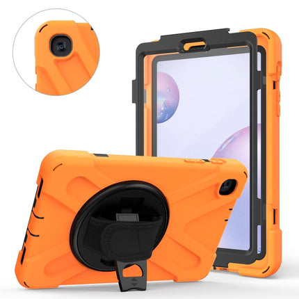 For Samsung Galaxy Tab A 8.4 2020 T307U Shockproof Colorful Silicone + PC Protective Case with Holder & Shoulder Strap & Hand Strap & Screen Protector(Orange)-garmade.com