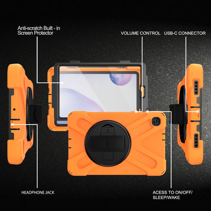 For Samsung Galaxy Tab A 8.4 2020 T307U Shockproof Colorful Silicone + PC Protective Case with Holder & Shoulder Strap & Hand Strap & Screen Protector(Orange)-garmade.com