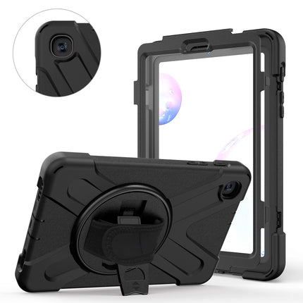 For Samsung Galaxy Tab A 8.4 2020 T307U Shockproof Colorful Silicone + PC Protective Case with Holder & Shoulder Strap & Hand Strap & Screen Protector(Black)-garmade.com