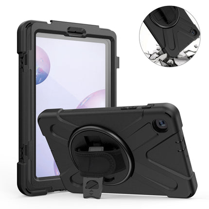 For Samsung Galaxy Tab A 8.4 2020 T307U Shockproof Colorful Silicone + PC Protective Case with Holder & Shoulder Strap & Hand Strap & Screen Protector(Black)-garmade.com