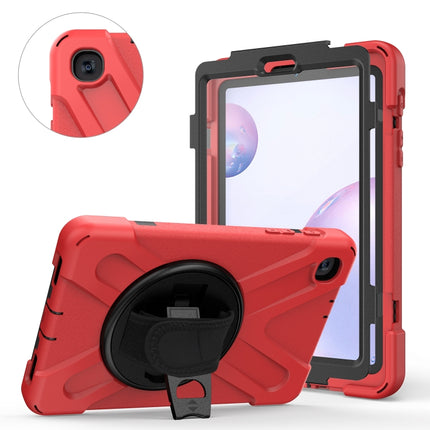 For Samsung Galaxy Tab A 8.4 2020 T307U Shockproof Colorful Silicone + PC Protective Case with Holder & Shoulder Strap & Hand Strap & Screen Protector(Red)-garmade.com