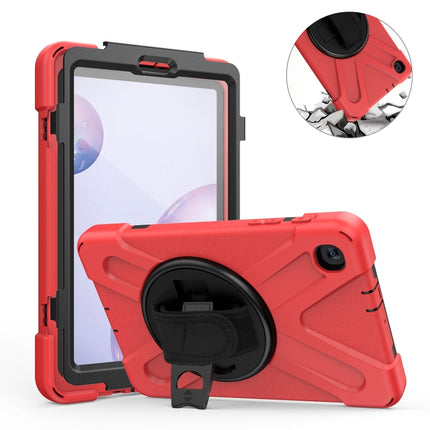 For Samsung Galaxy Tab A 8.4 2020 T307U Shockproof Colorful Silicone + PC Protective Case with Holder & Shoulder Strap & Hand Strap & Screen Protector(Red)-garmade.com