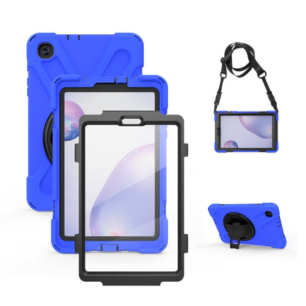 For Samsung Galaxy Tab A 8.4 2020 T307U Shockproof Colorful Silicone + PC Protective Case with Holder & Shoulder Strap & Hand Strap & Screen Protector(Blue)-garmade.com