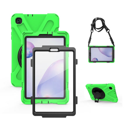 For Samsung Galaxy Tab A 8.4 2020 T307U Shockproof Colorful Silicone + PC Protective Case with Holder & Shoulder Strap & Hand Strap & Screen Protector(Green)-garmade.com