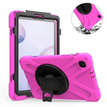 For Samsung Galaxy Tab A 8.4 2020 T307U Shockproof Colorful Silicone + PC Protective Case with Holder & Shoulder Strap & Hand Strap & Screen Protector(Rose Red)-garmade.com
