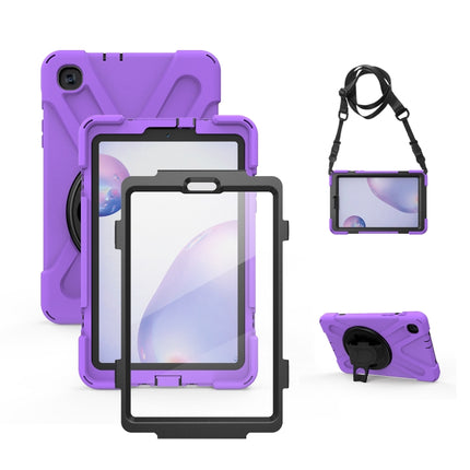 For Samsung Galaxy Tab A 8.4 2020 T307U Shockproof Colorful Silicone + PC Protective Case with Holder & Shoulder Strap & Hand Strap & Screen Protector(Purple)-garmade.com