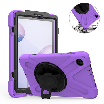 For Samsung Galaxy Tab A 8.4 2020 T307U Shockproof Colorful Silicone + PC Protective Case with Holder & Shoulder Strap & Hand Strap & Screen Protector(Purple)-garmade.com