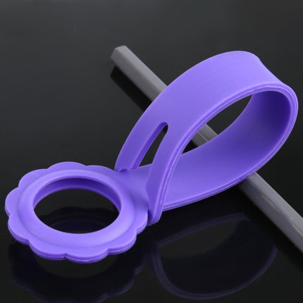Shockproof Anti-scratch Flower Shape Silicone Protective Case Cover with Hang Loop For AirTag(Purple)-garmade.com
